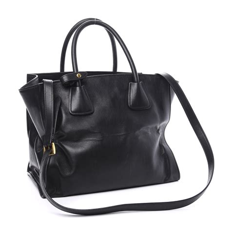 authentic prada black calfskin front pocket tote|PRADA City Calf Front Pocket Large Shopping Tote Black .